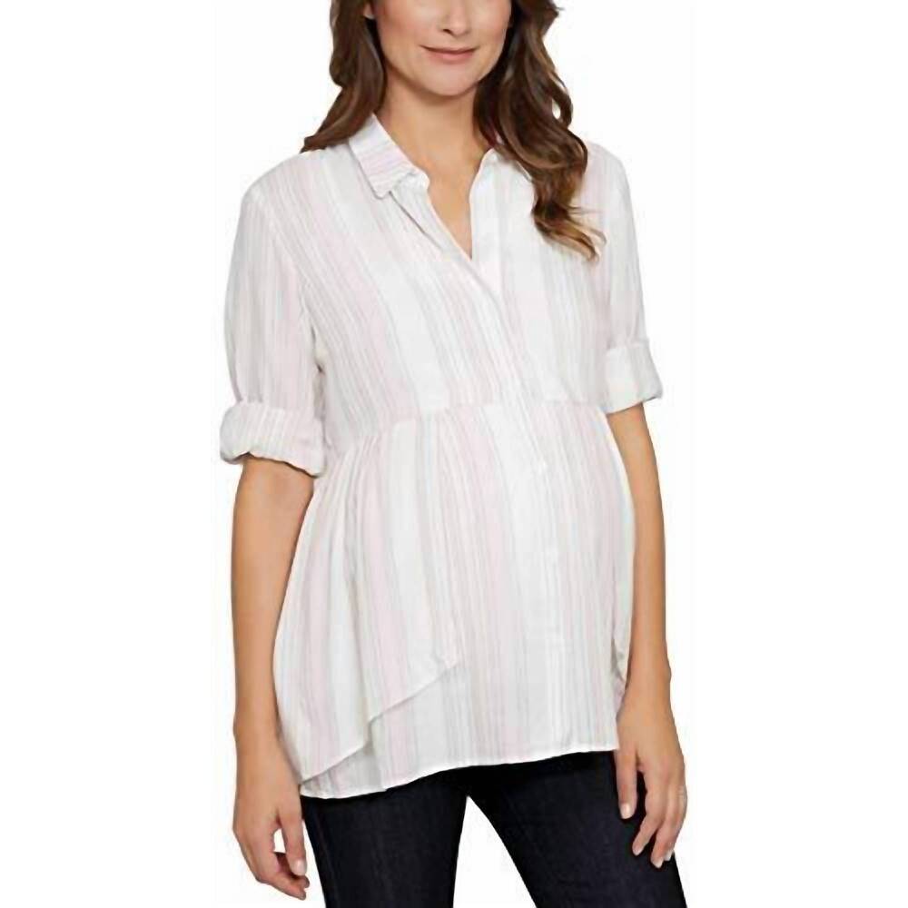 NEW EMMA JAMES collared maternity blouse in pink